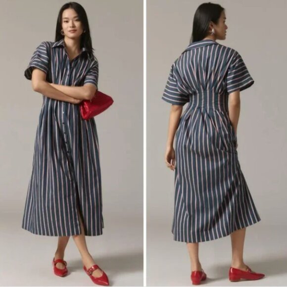 Anthropologie Dresses & Skirts - Anthropologie Tobie Button-Front Pleated Shirt Dress by Exquise NWT